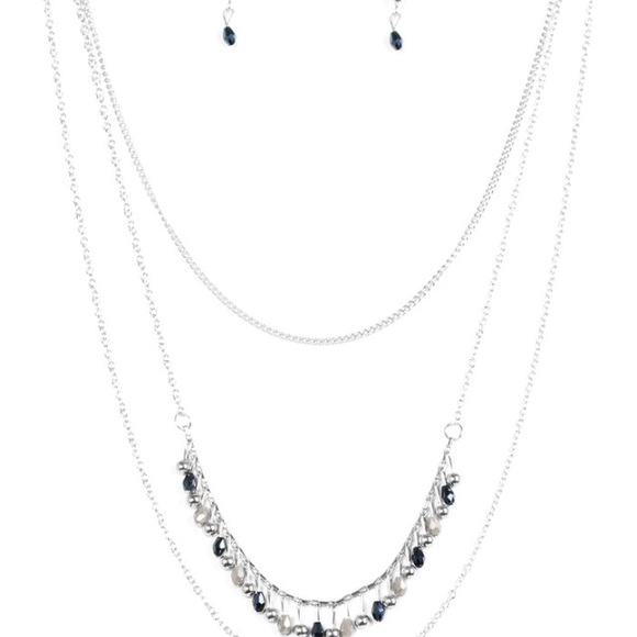 Blue and silver necklace with earrings - Picture 2 of 2